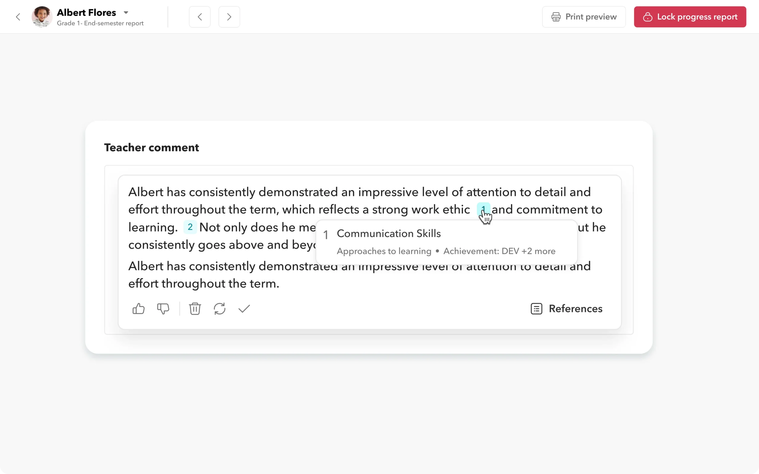 Generate evidence-backed comments with Toddle AI