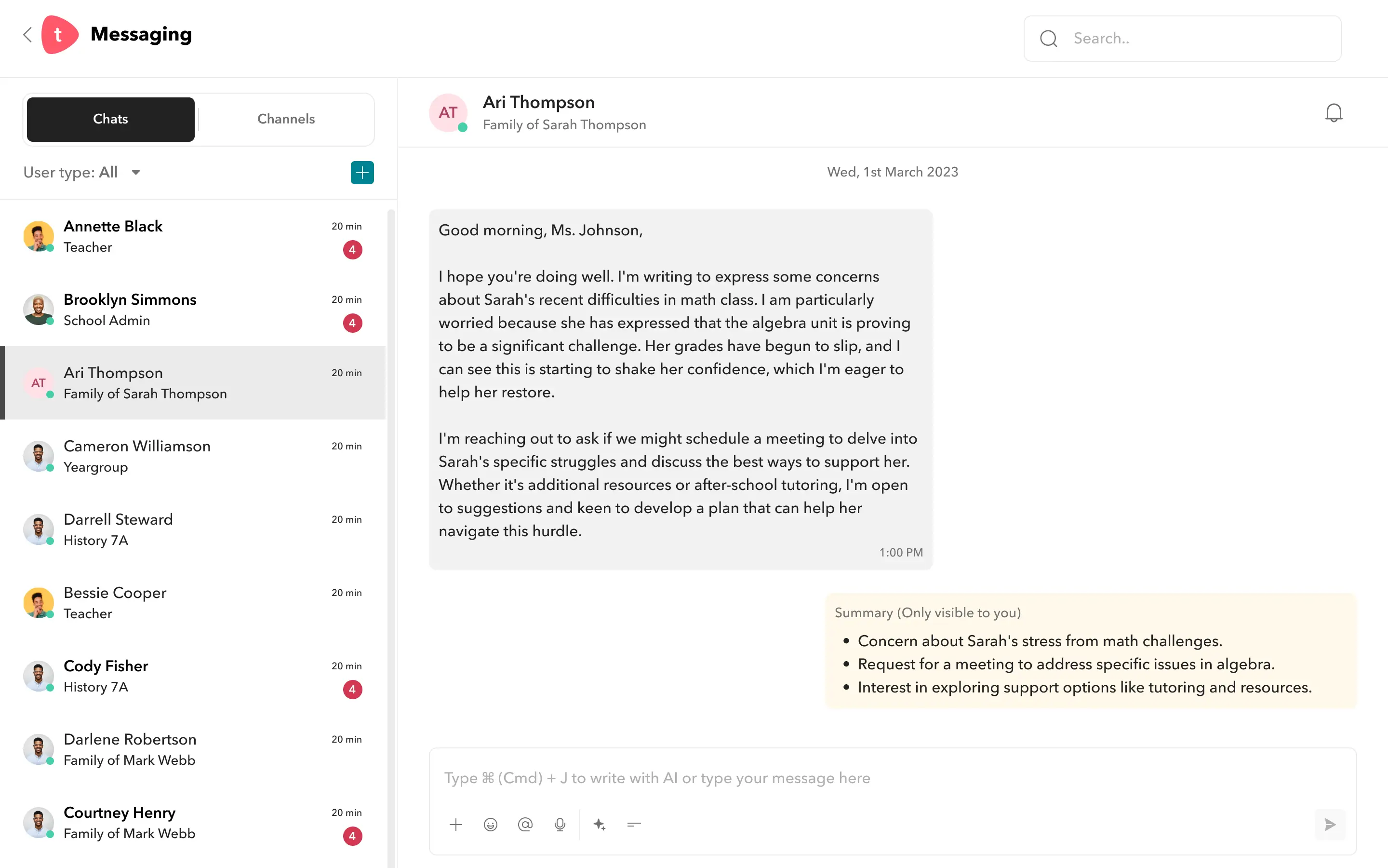 Summarise chats Summarise chats image